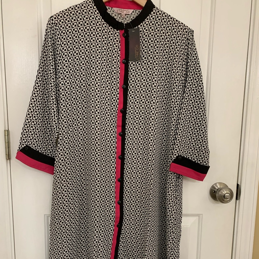 Brand new one piece black and magenta color Kameez/ long Fatua.